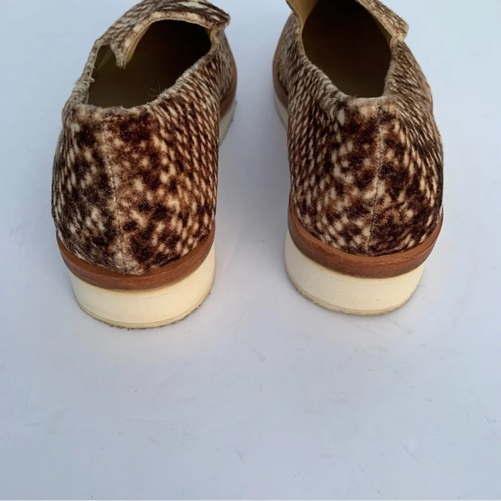 Free People Bohemian Western Snake Eyes Brown and White Loafer Slip Ons